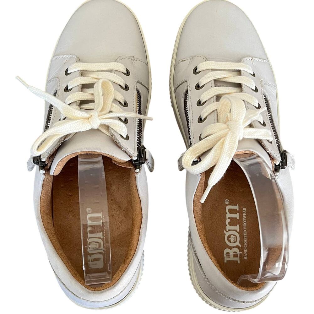 Born Paloma Leather Side Zip Sneakers Oxford Cream White Womens Size 10M US - Picture 10 of 12